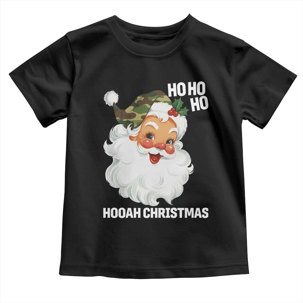 Camo Santa Christmas Toddler T Shirt Ho Ho Ho Hooah Christmas - Wonder Print Shop