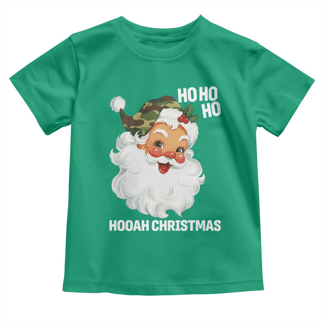 Camo Santa Christmas Toddler T Shirt Ho Ho Ho Hooah Christmas - Wonder Print Shop
