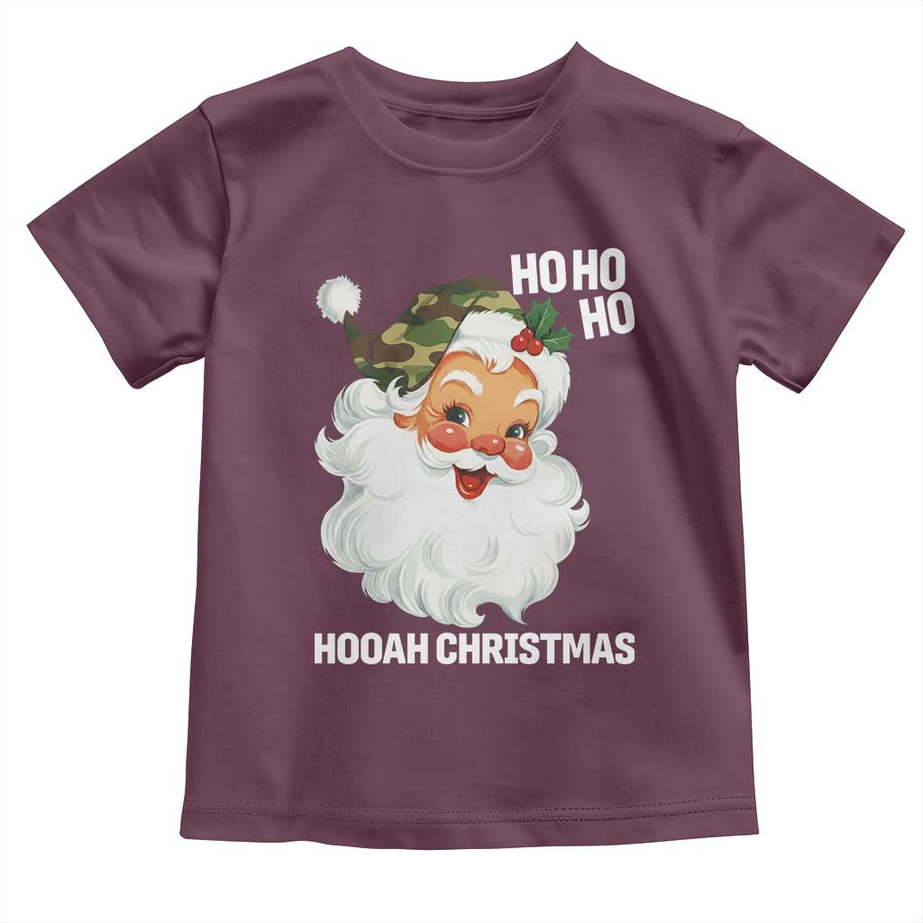 Camo Santa Christmas Toddler T Shirt Ho Ho Ho Hooah Christmas - Wonder Print Shop