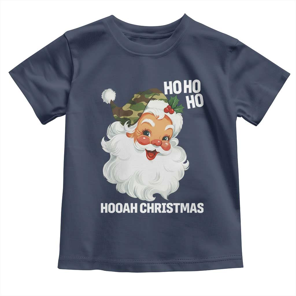 Camo Santa Christmas Toddler T Shirt Ho Ho Ho Hooah Christmas - Wonder Print Shop