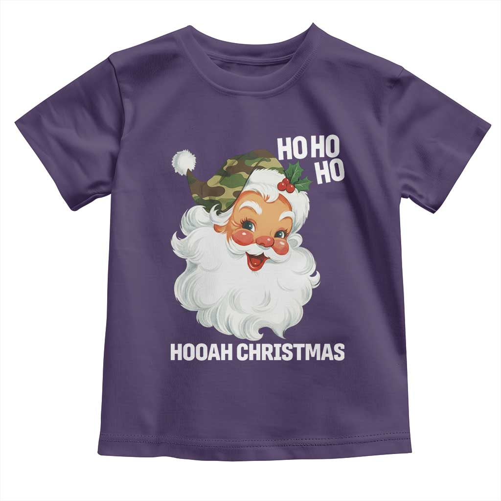 Camo Santa Christmas Toddler T Shirt Ho Ho Ho Hooah Christmas - Wonder Print Shop