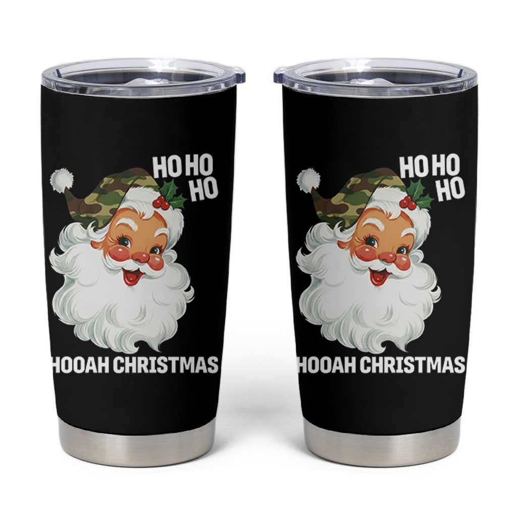 Camo Santa Christmas Tumbler Cup Ho Ho Ho Hooah Christmas - Wonder Print Shop