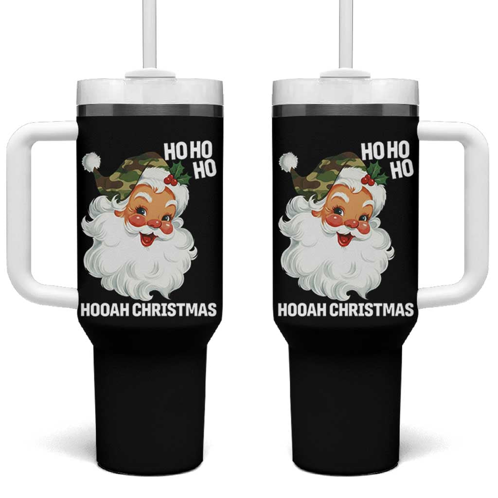 Camo Santa Christmas Tumbler With Handle Ho Ho Ho Hooah Christmas - Wonder Print Shop