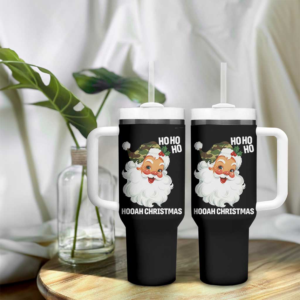 Camo Santa Christmas Tumbler With Handle Ho Ho Ho Hooah Christmas - Wonder Print Shop