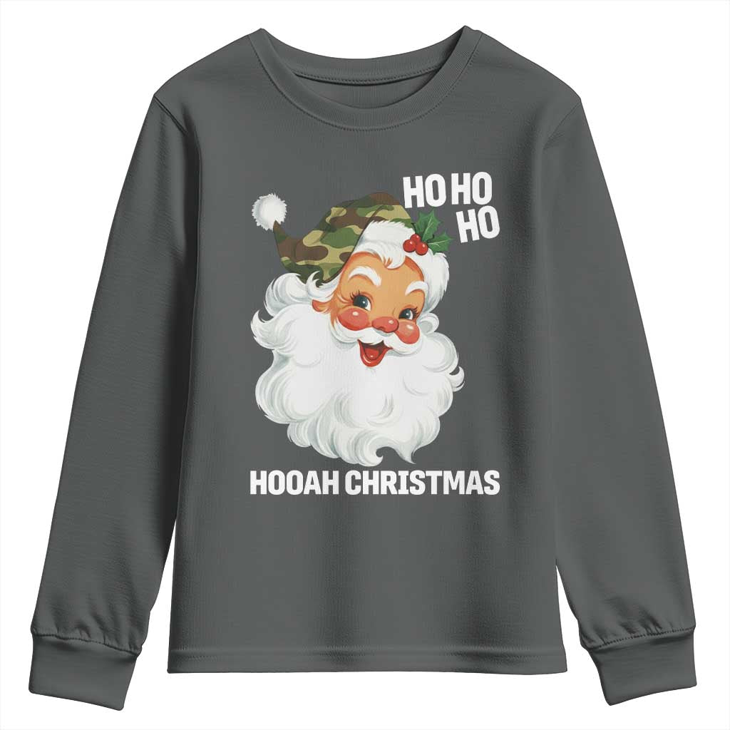 Camo Santa Christmas Youth Sweatshirt Ho Ho Ho Hooah Christmas - Wonder Print Shop
