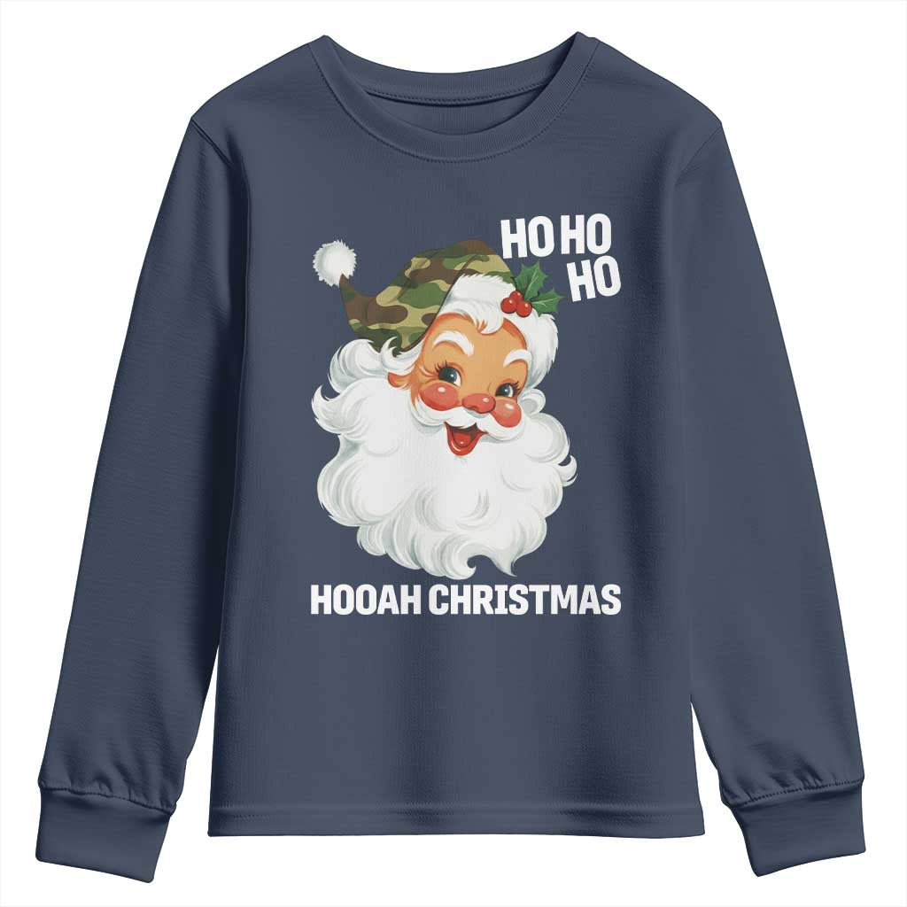 Camo Santa Christmas Youth Sweatshirt Ho Ho Ho Hooah Christmas - Wonder Print Shop