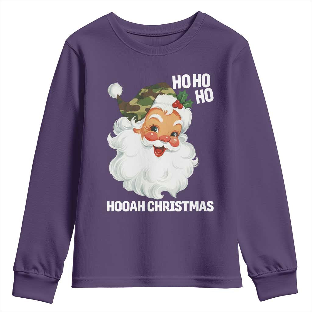 Camo Santa Christmas Youth Sweatshirt Ho Ho Ho Hooah Christmas - Wonder Print Shop