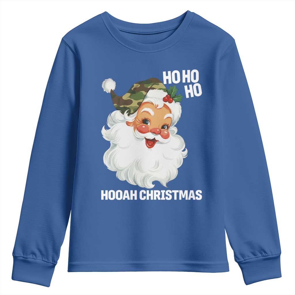 Camo Santa Christmas Youth Sweatshirt Ho Ho Ho Hooah Christmas - Wonder Print Shop