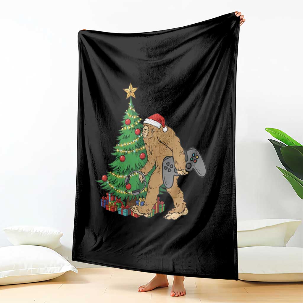Bigfoot Gamer Christmas Throw Blanket Funny Sasquatch Gaming Xmas - Wonder Print Shop