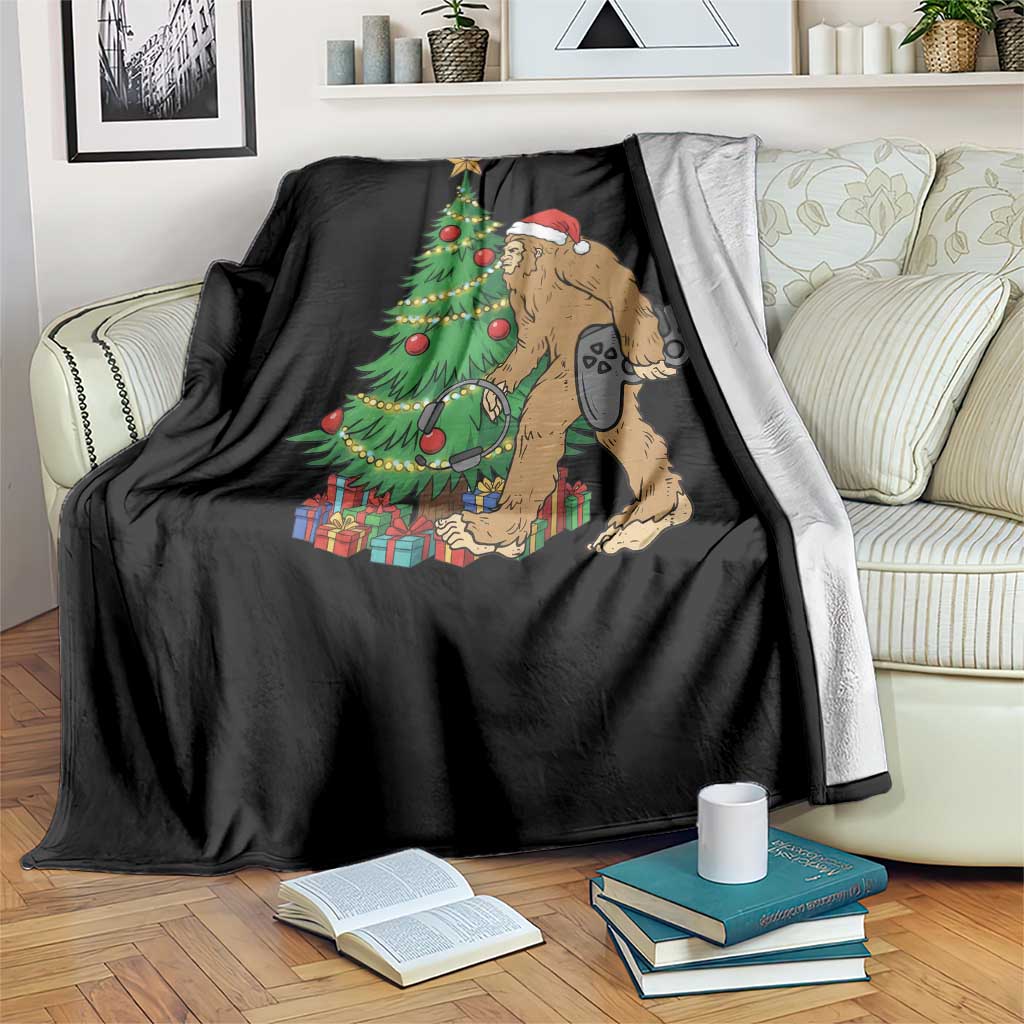 Bigfoot Gamer Christmas Throw Blanket Funny Sasquatch Gaming Xmas - Wonder Print Shop