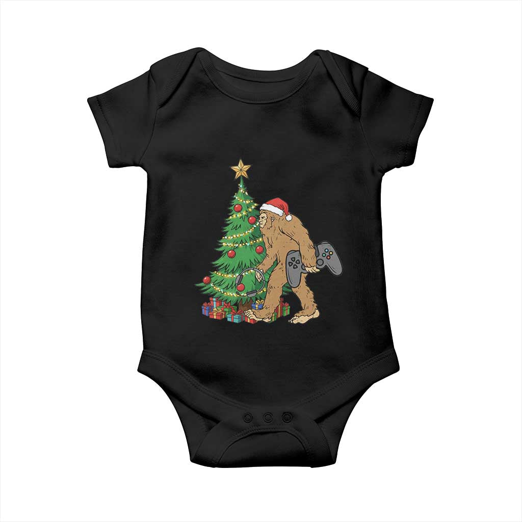 Bigfoot Gamer Christmas Baby Onesie Funny Sasquatch Gaming Xmas - Wonder Print Shop