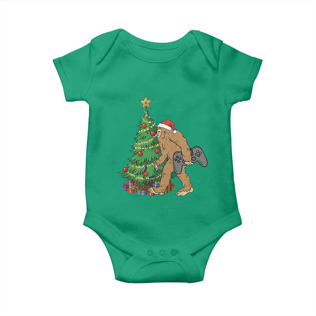 Bigfoot Gamer Christmas Baby Onesie Funny Sasquatch Gaming Xmas - Wonder Print Shop