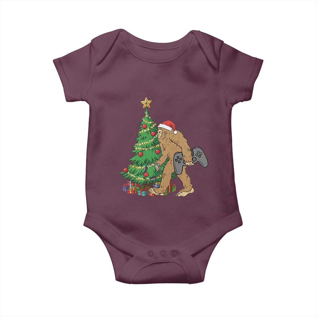 Bigfoot Gamer Christmas Baby Onesie Funny Sasquatch Gaming Xmas - Wonder Print Shop