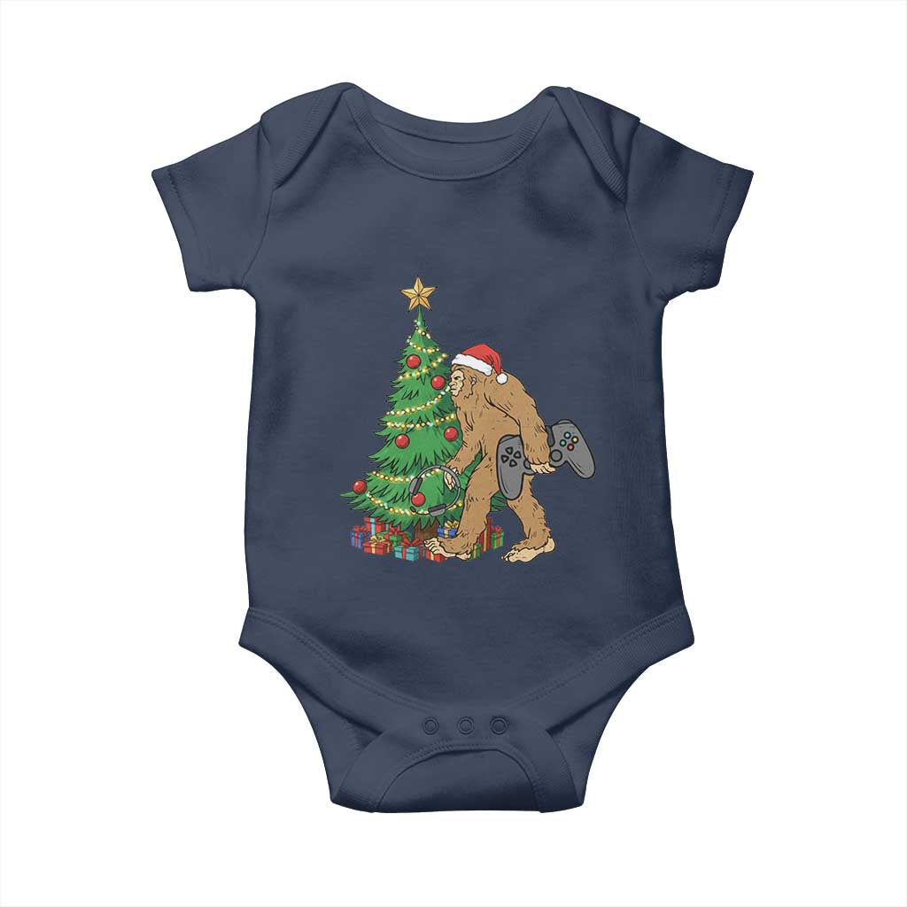 Bigfoot Gamer Christmas Baby Onesie Funny Sasquatch Gaming Xmas - Wonder Print Shop