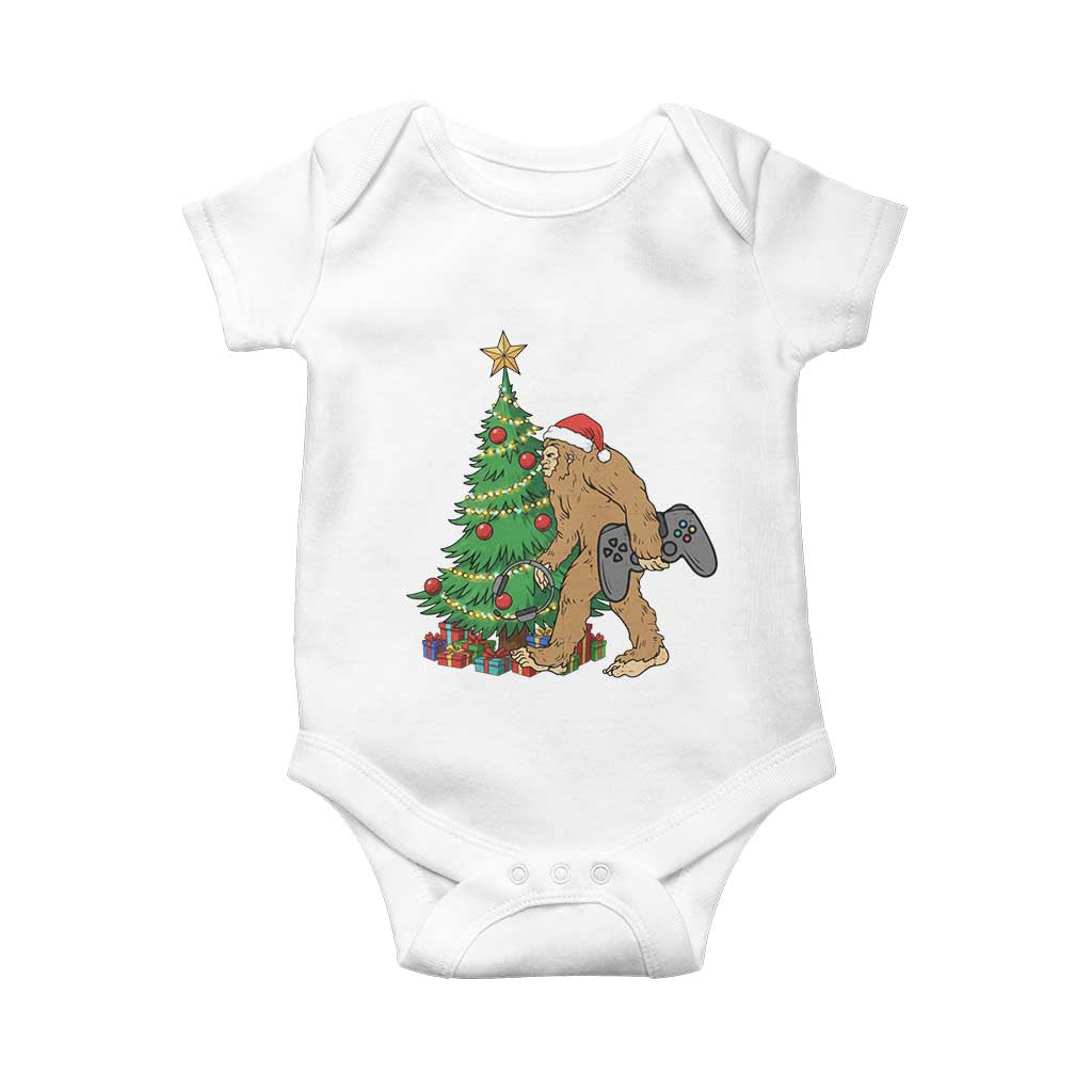 Bigfoot Gamer Christmas Baby Onesie Funny Sasquatch Gaming Xmas - Wonder Print Shop