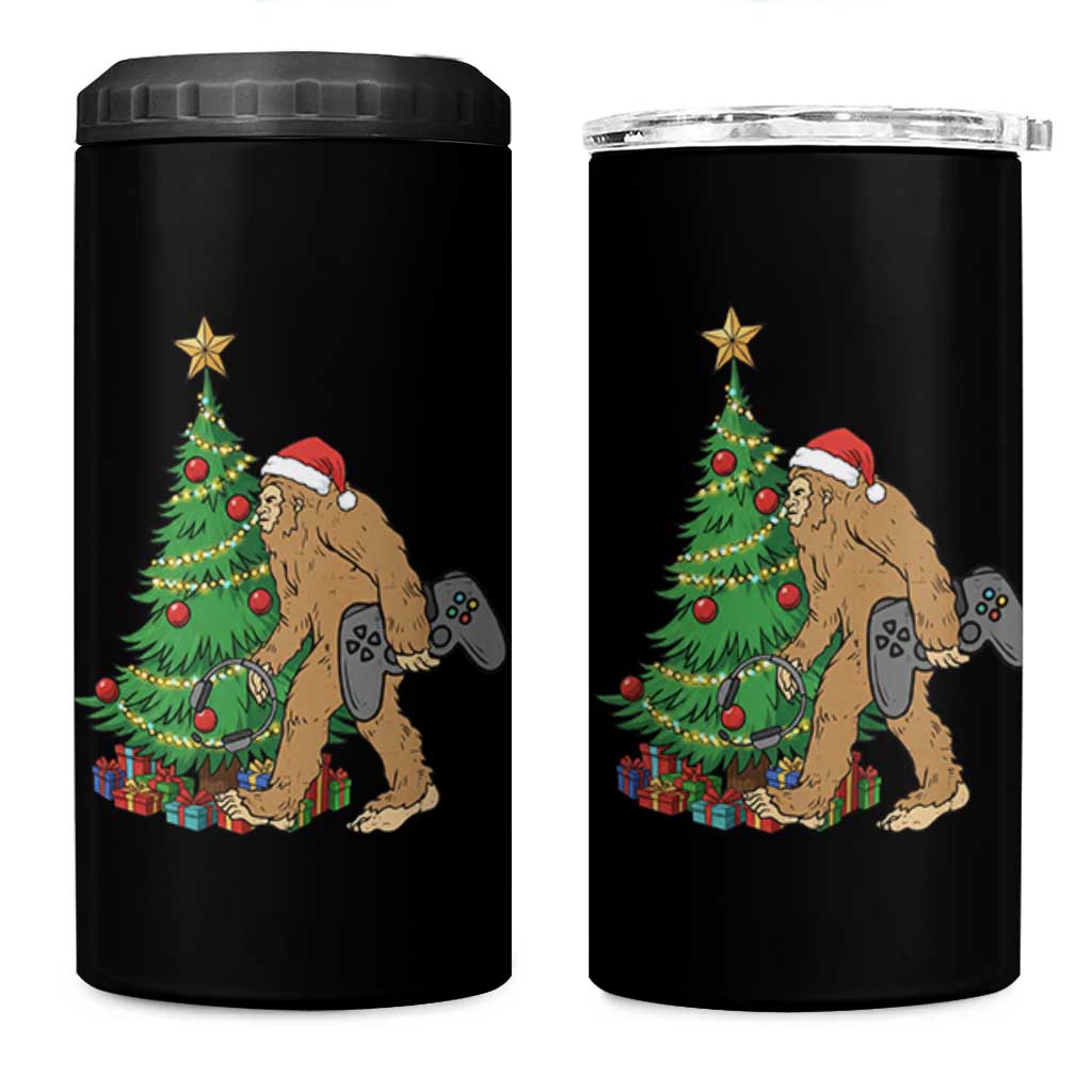 Bigfoot Gamer Christmas 4 in 1 Can Cooler Tumbler Funny Sasquatch Gaming Xmas - Wonder Print Shop