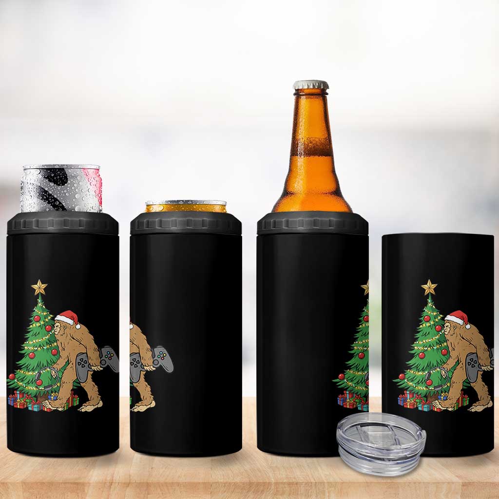 Bigfoot Gamer Christmas 4 in 1 Can Cooler Tumbler Funny Sasquatch Gaming Xmas - Wonder Print Shop