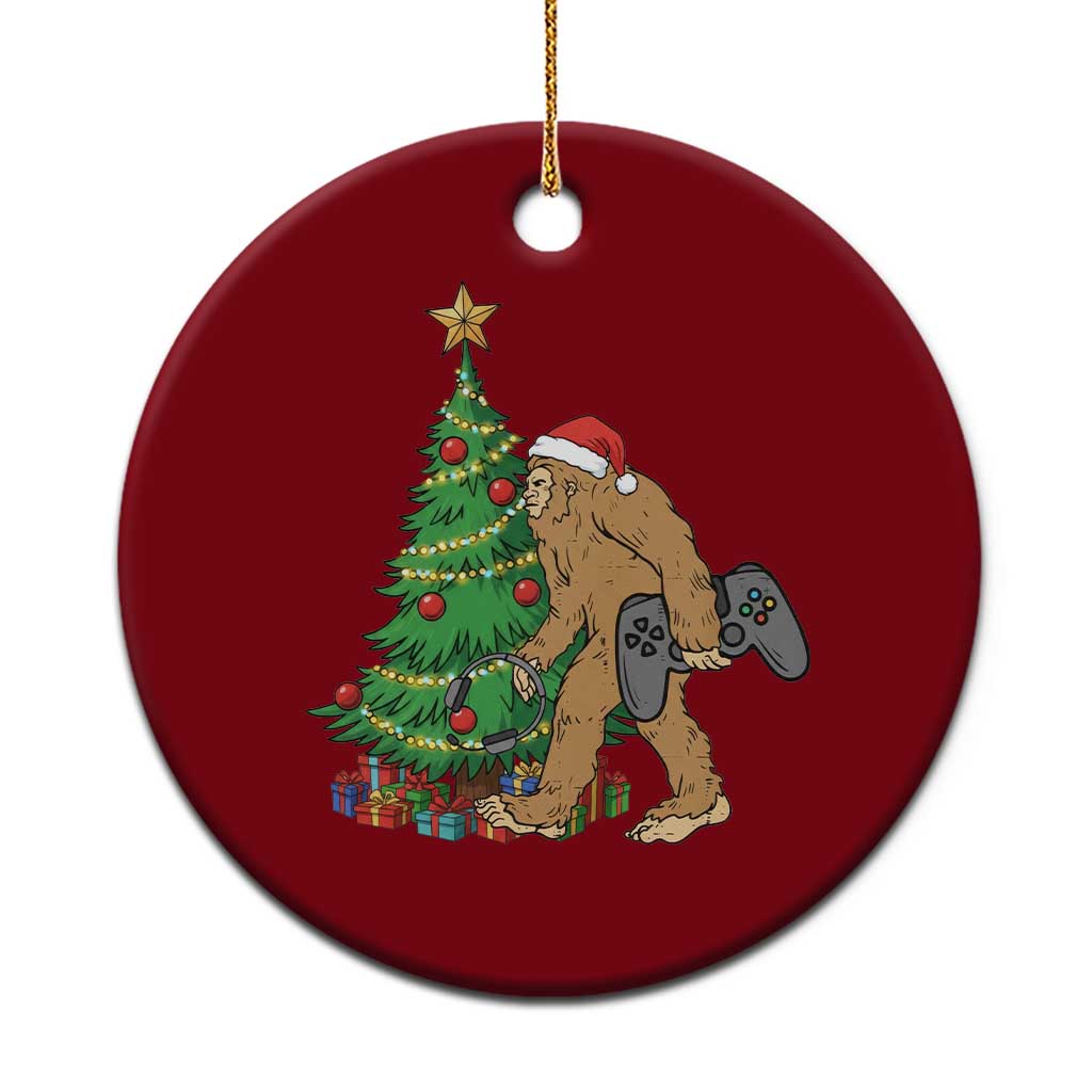 Bigfoot Gamer Christmas Ceramic Ornament Funny Sasquatch Gaming Xmas - Wonder Print Shop