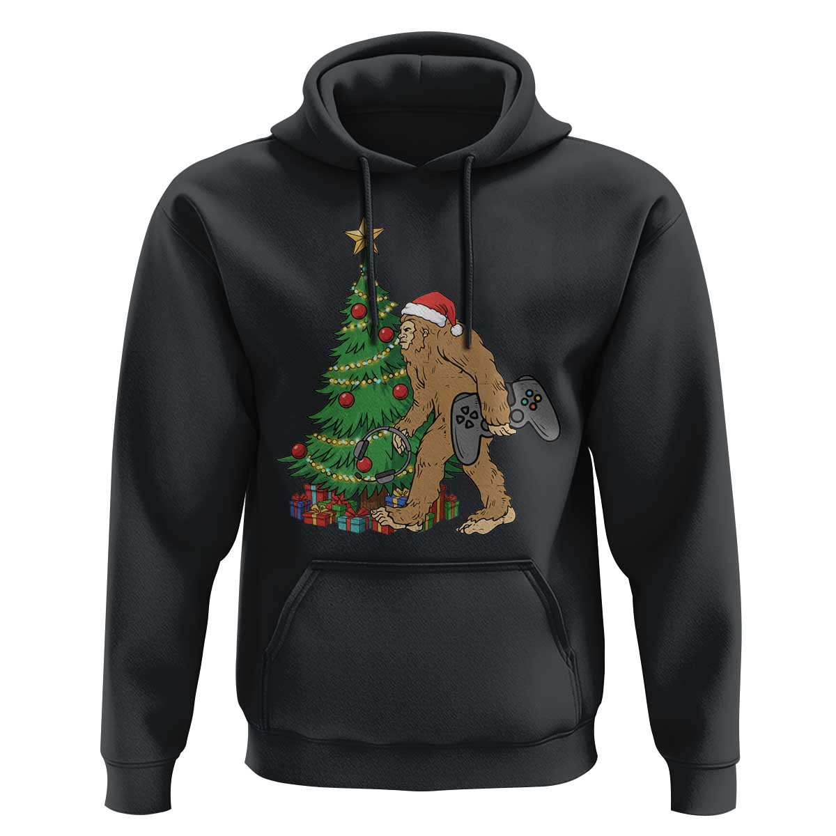 Bigfoot Gamer Christmas Hoodie Funny Sasquatch Gaming Xmas - Wonder Print Shop
