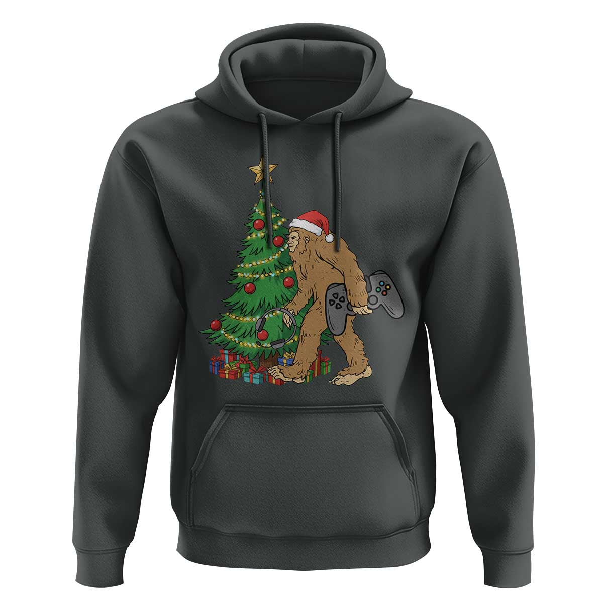 Bigfoot Gamer Christmas Hoodie Funny Sasquatch Gaming Xmas - Wonder Print Shop