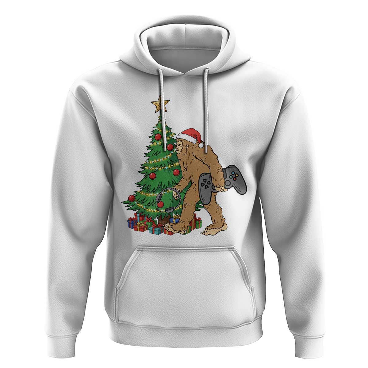 Bigfoot Gamer Christmas Hoodie Funny Sasquatch Gaming Xmas - Wonder Print Shop