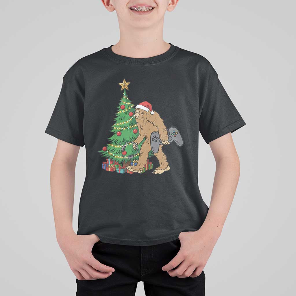 Bigfoot Gamer Christmas T Shirt For Kid Funny Sasquatch Gaming Xmas - Wonder Print Shop