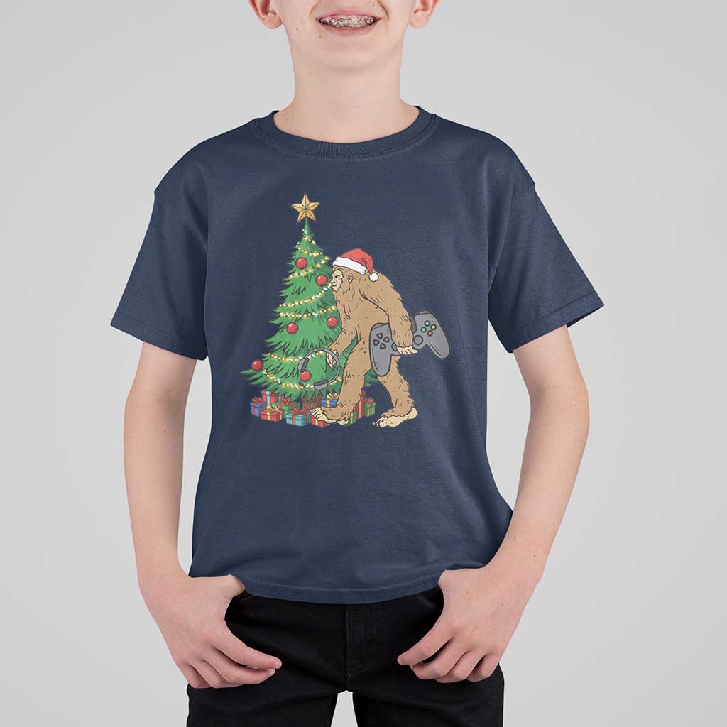 Bigfoot Gamer Christmas T Shirt For Kid Funny Sasquatch Gaming Xmas - Wonder Print Shop