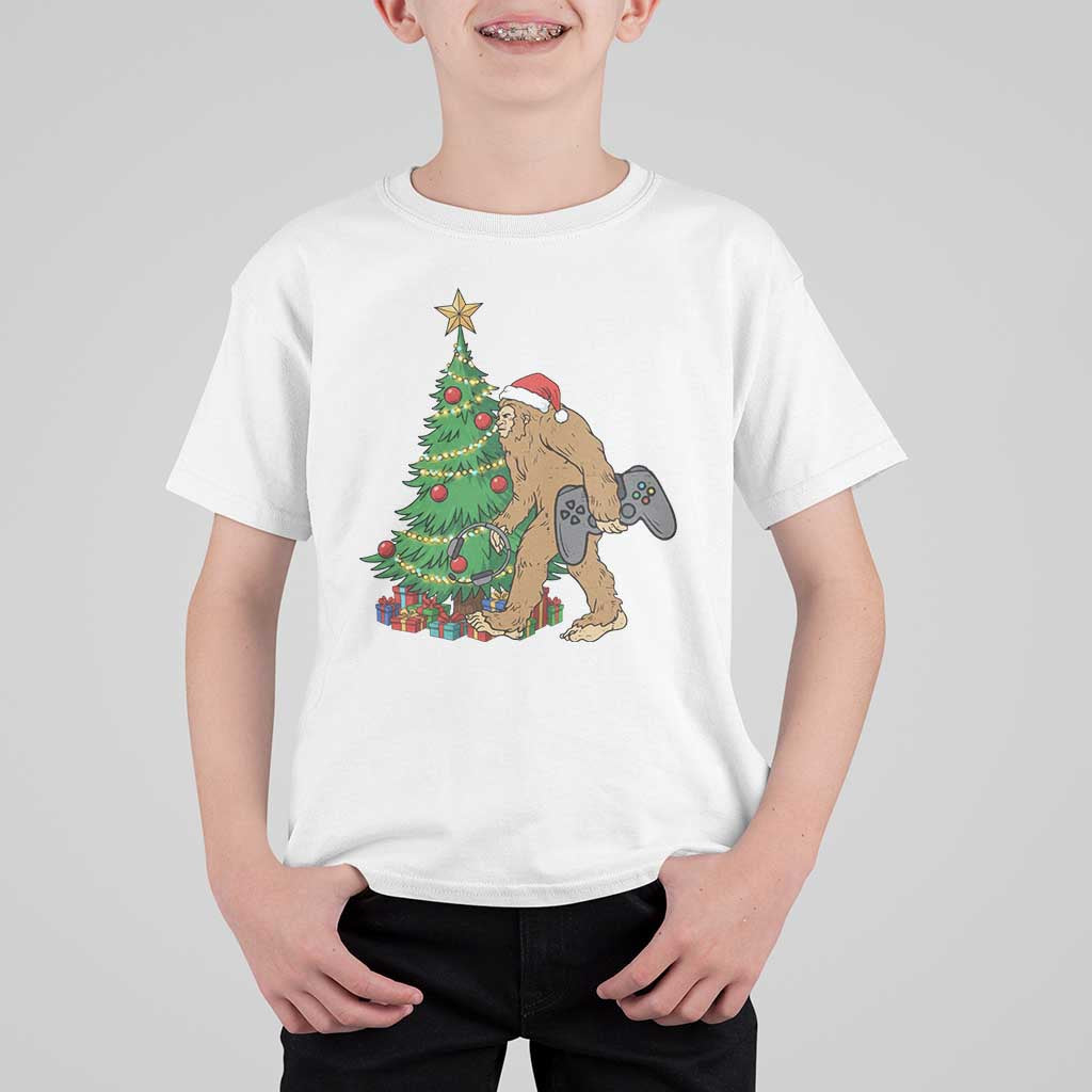 Bigfoot Gamer Christmas T Shirt For Kid Funny Sasquatch Gaming Xmas - Wonder Print Shop