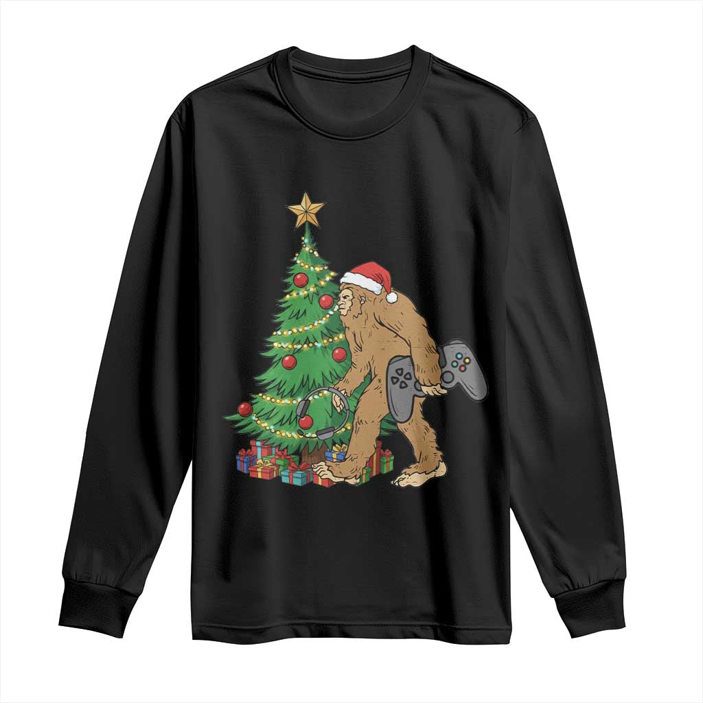 Bigfoot Gamer Christmas Long Sleeve Shirt Funny Sasquatch Gaming Xmas - Wonder Print Shop