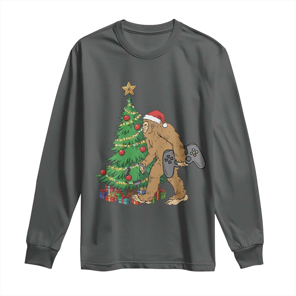 Bigfoot Gamer Christmas Long Sleeve Shirt Funny Sasquatch Gaming Xmas - Wonder Print Shop