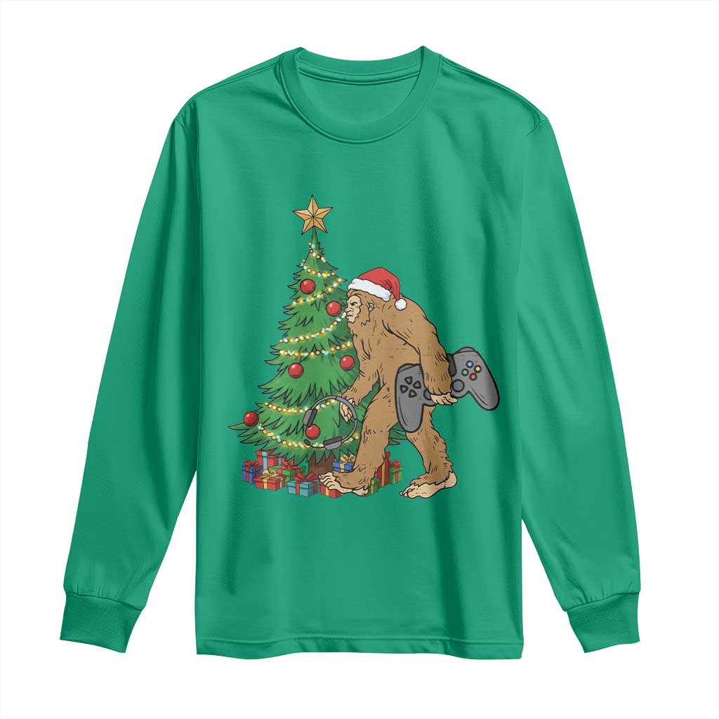 Bigfoot Gamer Christmas Long Sleeve Shirt Funny Sasquatch Gaming Xmas - Wonder Print Shop