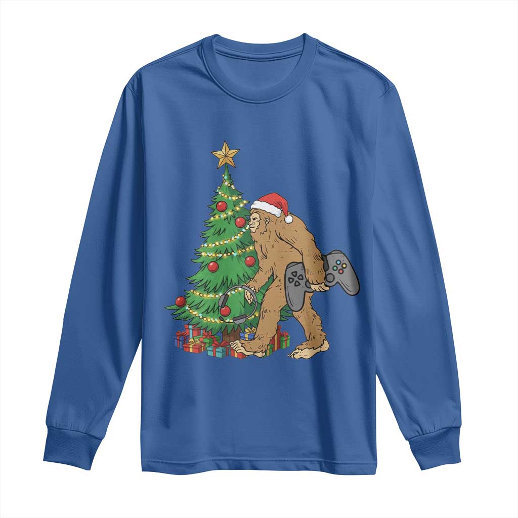 Bigfoot Gamer Christmas Long Sleeve Shirt Funny Sasquatch Gaming Xmas - Wonder Print Shop