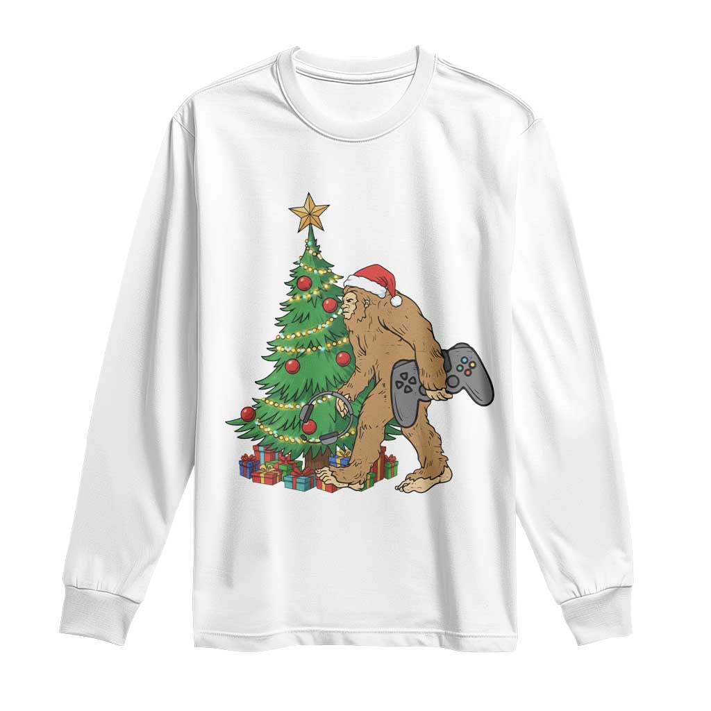 Bigfoot Gamer Christmas Long Sleeve Shirt Funny Sasquatch Gaming Xmas - Wonder Print Shop