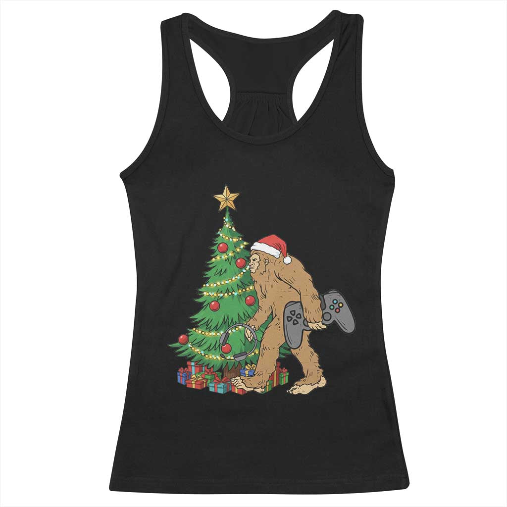 Bigfoot Gamer Christmas Racerback Tank Top Funny Sasquatch Gaming Xmas - Wonder Print Shop