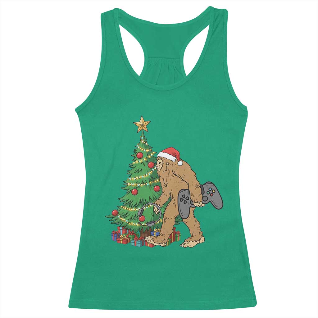 Bigfoot Gamer Christmas Racerback Tank Top Funny Sasquatch Gaming Xmas - Wonder Print Shop