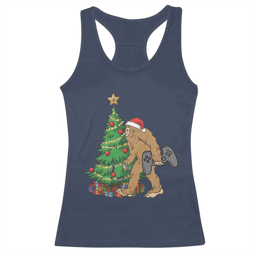 Bigfoot Gamer Christmas Racerback Tank Top Funny Sasquatch Gaming Xmas - Wonder Print Shop