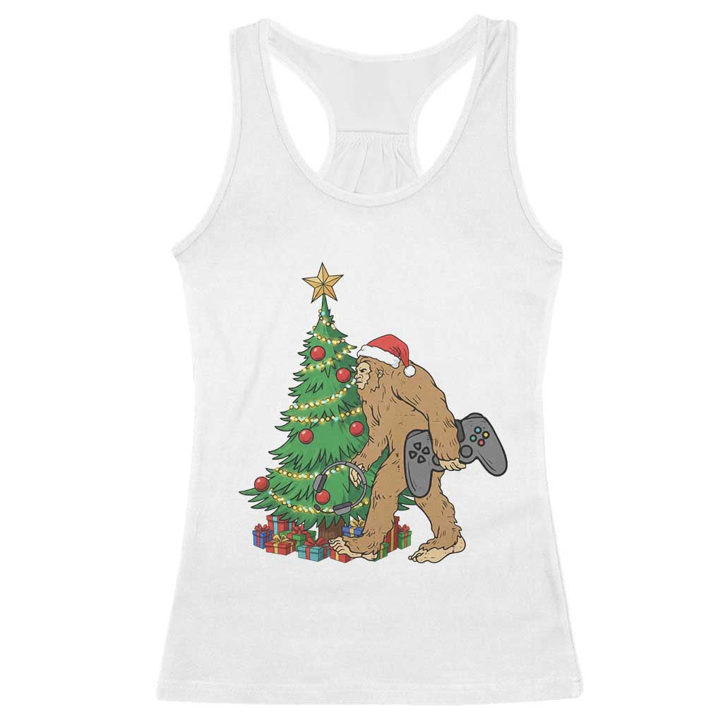 Bigfoot Gamer Christmas Racerback Tank Top Funny Sasquatch Gaming Xmas - Wonder Print Shop