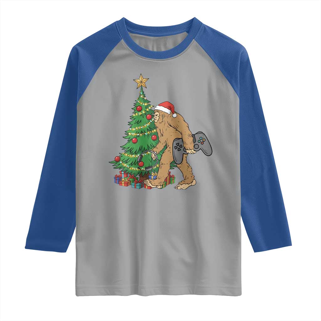 Bigfoot Gamer Christmas Raglan Shirt Funny Sasquatch Gaming Xmas - Wonder Print Shop