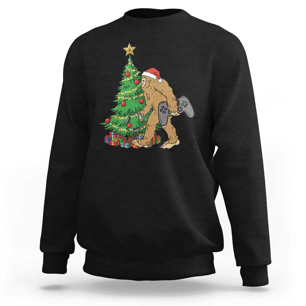Bigfoot Gamer Christmas Sweatshirt Funny Sasquatch Gaming Xmas - Wonder Print Shop