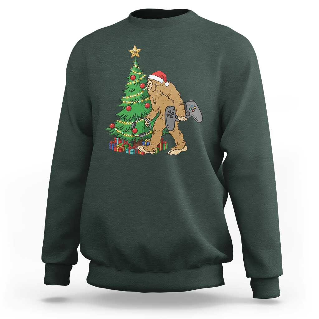 Bigfoot Gamer Christmas Sweatshirt Funny Sasquatch Gaming Xmas - Wonder Print Shop