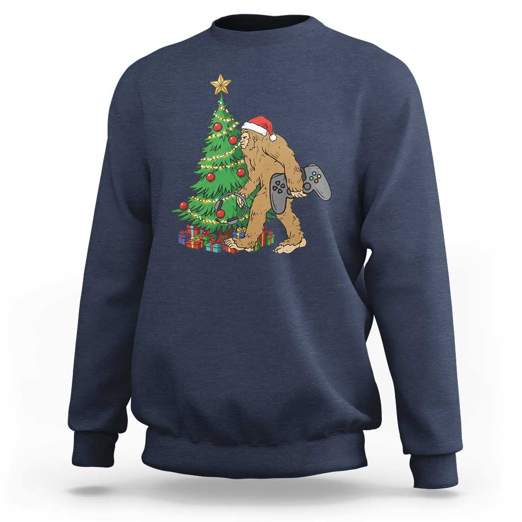 Bigfoot Gamer Christmas Sweatshirt Funny Sasquatch Gaming Xmas - Wonder Print Shop