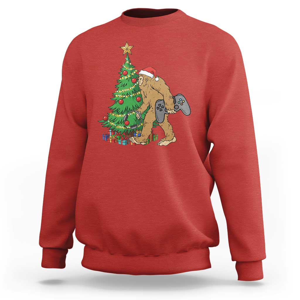 Bigfoot Gamer Christmas Sweatshirt Funny Sasquatch Gaming Xmas - Wonder Print Shop