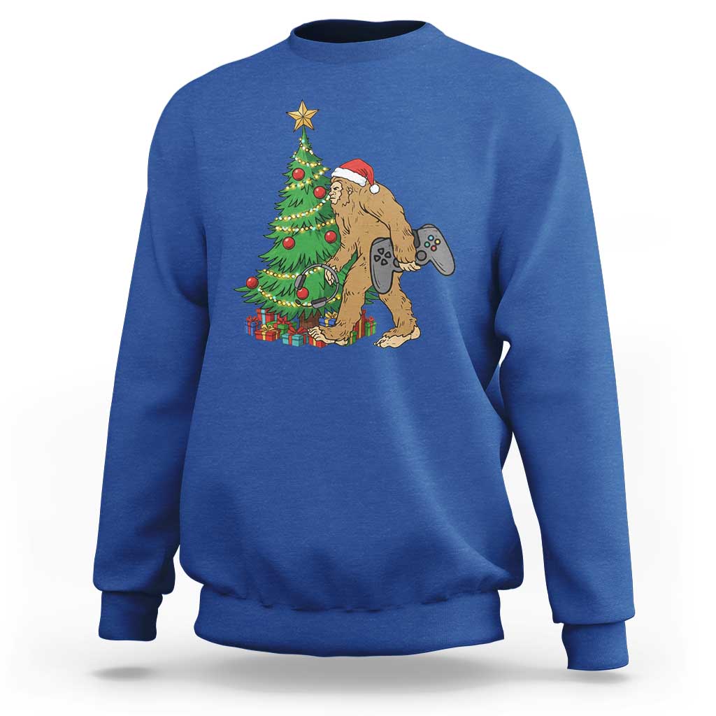 Bigfoot Gamer Christmas Sweatshirt Funny Sasquatch Gaming Xmas - Wonder Print Shop