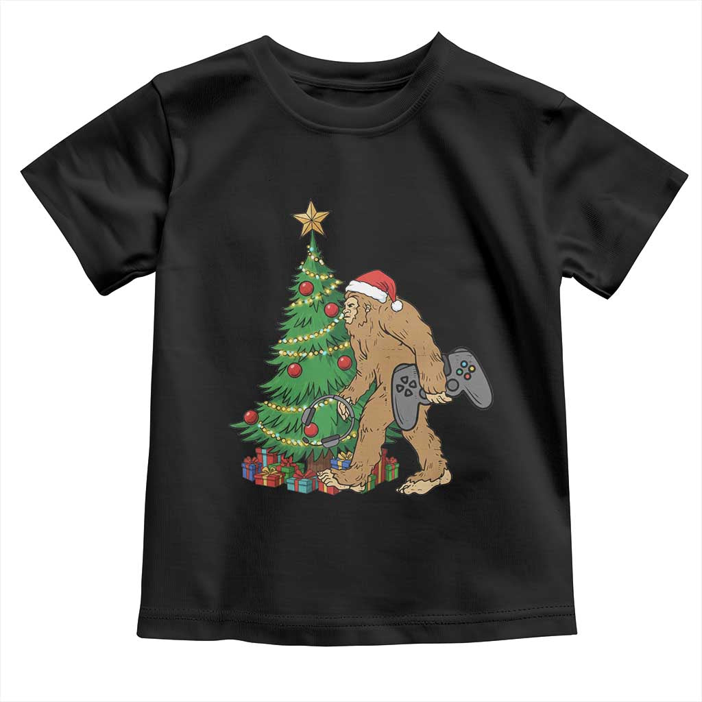 Bigfoot Gamer Christmas Toddler T Shirt Funny Sasquatch Gaming Xmas - Wonder Print Shop