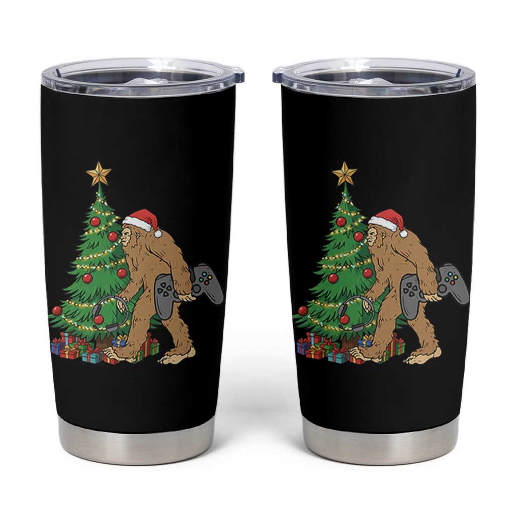 Bigfoot Gamer Christmas Tumbler Cup Funny Sasquatch Gaming Xmas - Wonder Print Shop