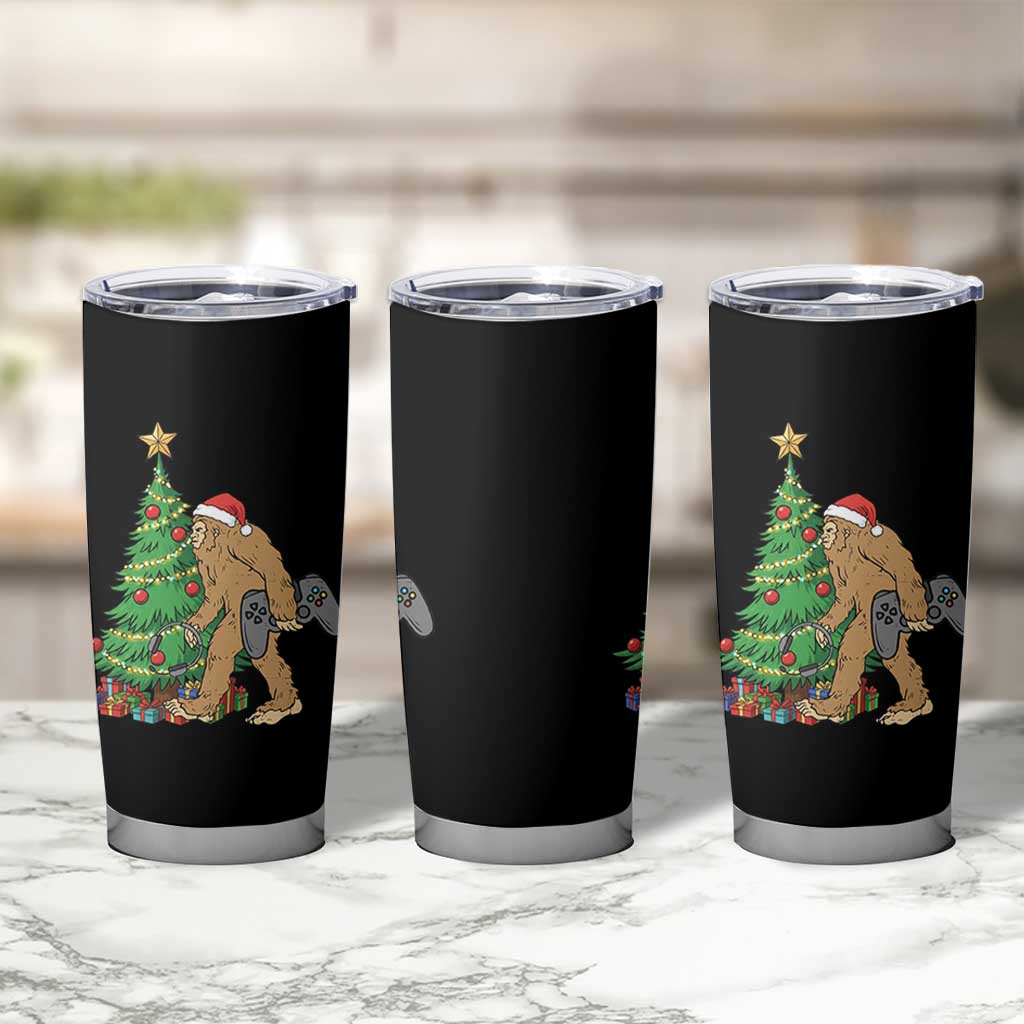 Bigfoot Gamer Christmas Tumbler Cup Funny Sasquatch Gaming Xmas - Wonder Print Shop