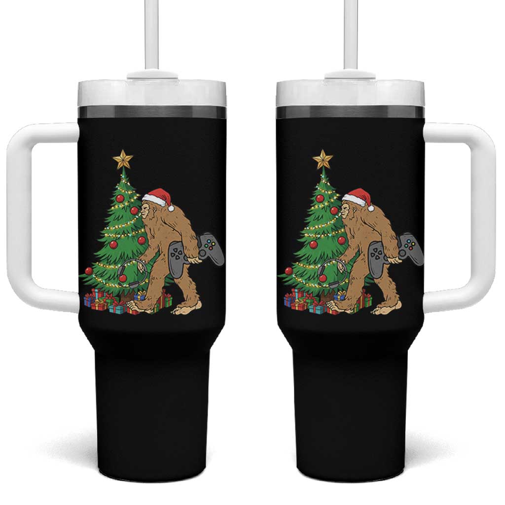 Bigfoot Gamer Christmas Tumbler With Handle Funny Sasquatch Gaming Xmas - Wonder Print Shop