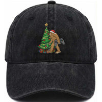 Bigfoot Gamer Christmas Washed Cotton Baseball Cap Funny Sasquatch Gaming Xmas