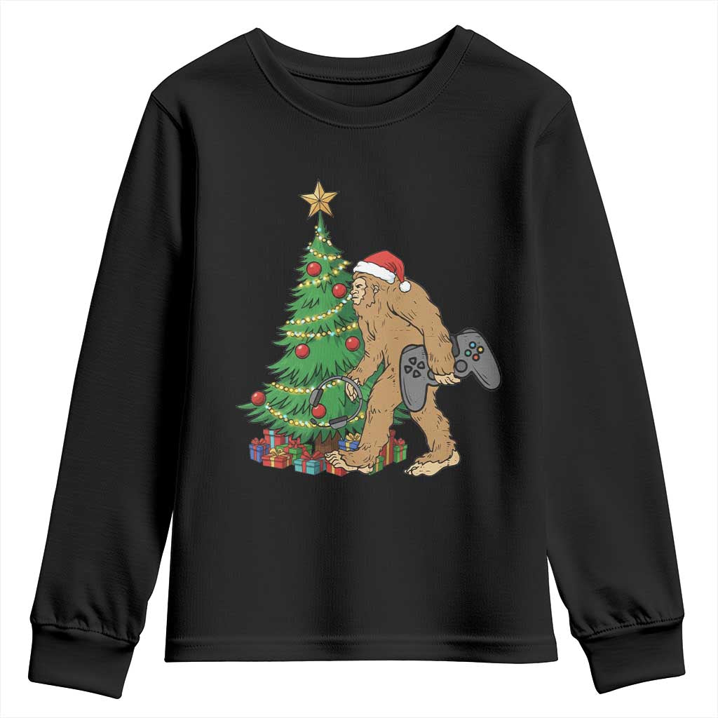 Bigfoot Gamer Christmas Youth Sweatshirt Funny Sasquatch Gaming Xmas - Wonder Print Shop