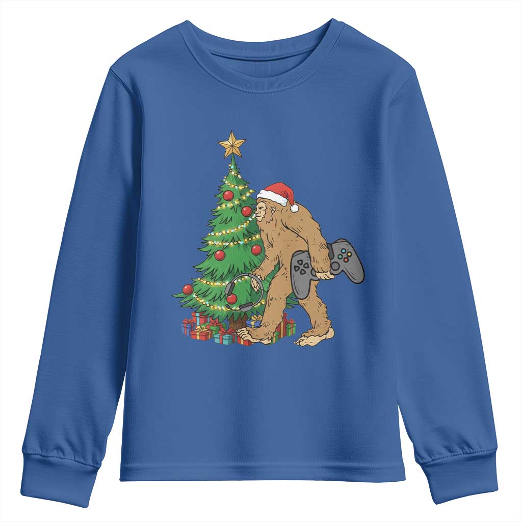 Bigfoot Gamer Christmas Youth Sweatshirt Funny Sasquatch Gaming Xmas - Wonder Print Shop